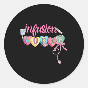 Heart Candy Bow Infusion Nurse Valentine Iv Therap Classic Round Sticker