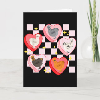 Heart Candy Silkie Chicken Valentine Farmer Animal Card