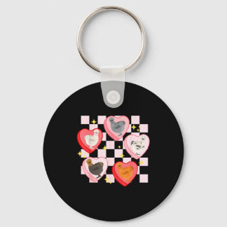Heart Candy Silkie Chicken Valentine Farmer Animal Keychain