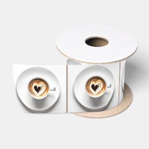 Heart Cappuccino Cup On White Satin Ribbon