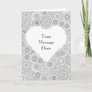 Heart Card: Adult Colouring Personalized Holiday Card
