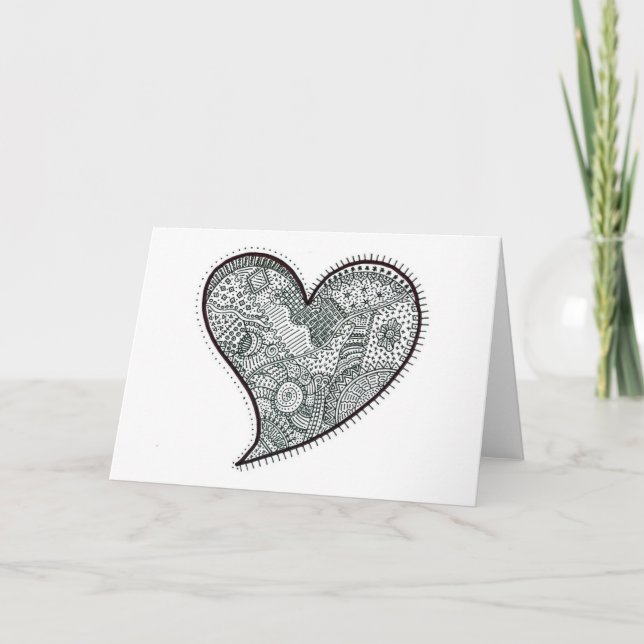 Heart Card in Black and White (Front)