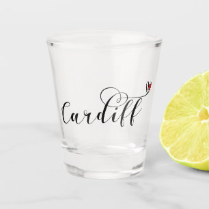 Heart Cardiff Flag, Caerdydd, Wales Shot Glass
