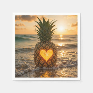 Heart Carved In a Pineapple On a Beach Napkin