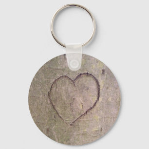 Heart Carved in a Tree Keychain