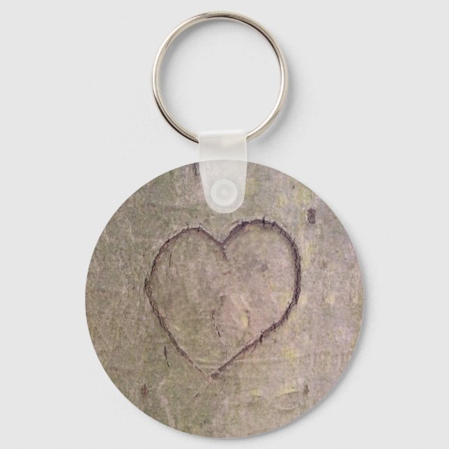 Heart Carved in a Tree Keychain (Front)