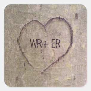 Heart Carved in a Tree Square Sticker