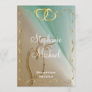 Heart Carved In The Sand Reception Card