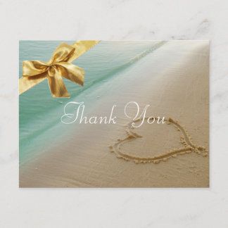 Heart Carved In The Sand Wedding Thank You Card2