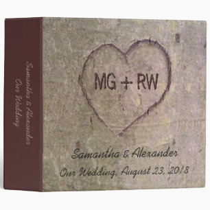 Heart Carved in Tree, Custom Romantic Nature Binder