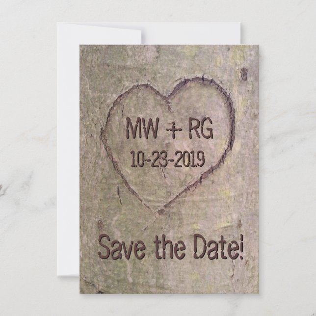 Heart Carved in Tree, Save the Date (Front)