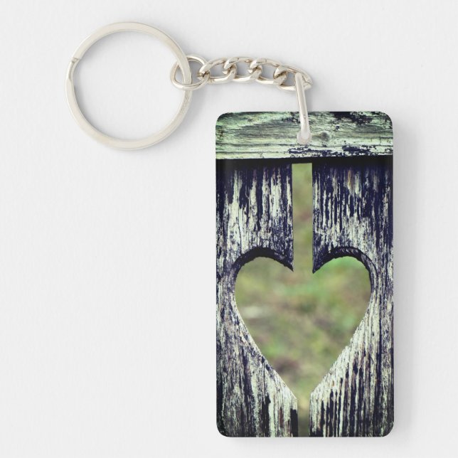 Heart Carved Wood Keychain (Front)