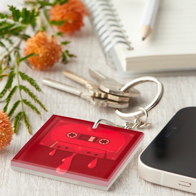 Heart Cassette Tape with Melting Drips Keychain (Creator Uploaded)