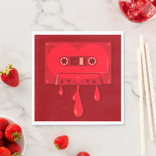 Heart Cassette Tape with Melting Drips Napkin