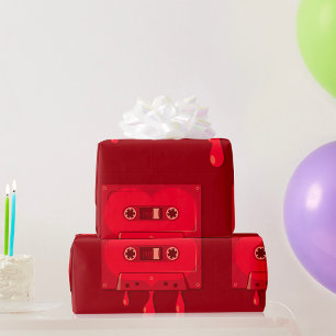 Heart Cassette Tape with Melting Drips Wrapping Paper