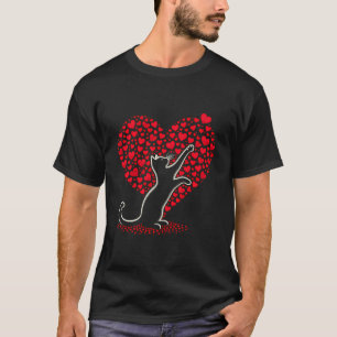 Heart Cat Mom Cat Dad Womens Mens Valentine Cat T-Shirt