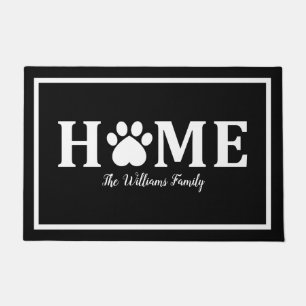 Heart Cat Paw Print - HOME- Personalized Doormat