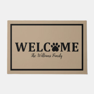 Heart Cat Paw Print - WELCOME- Personalized Doormat
