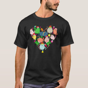 Heart Cat Santa Candy Ornaments Christmas Cat 1 T-Shirt