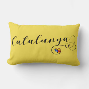 Heart Catalunya Pillow, Catalan Estelada Lumbar Pillow