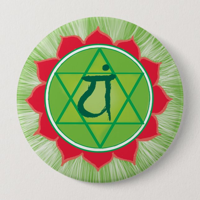 Heart Chakra Anahata Giant Round Badge 4 Inch Round Button (Front)