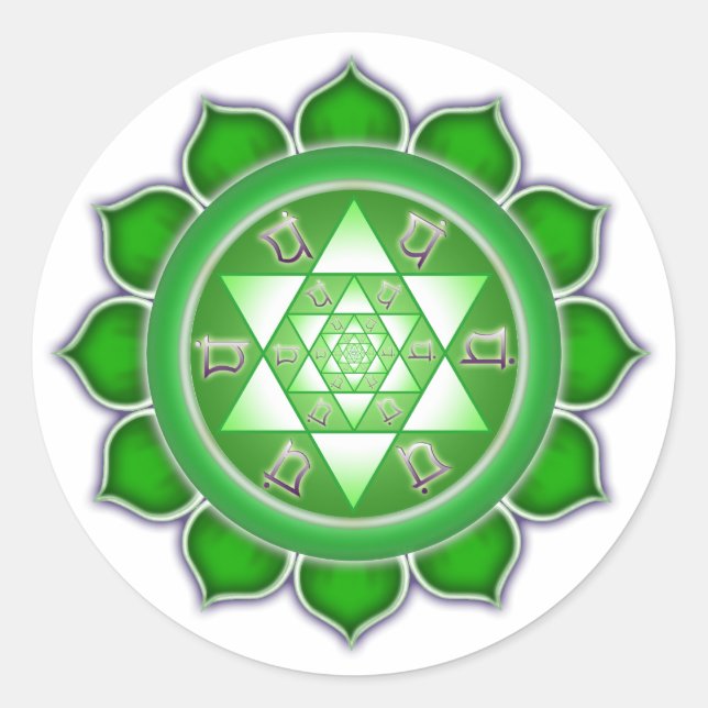 Heart Chakra - Fractal Bloom Classic Round Sticker (Front)