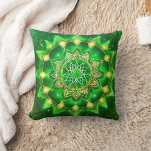 Heart Chakra Green Mandala Pillow