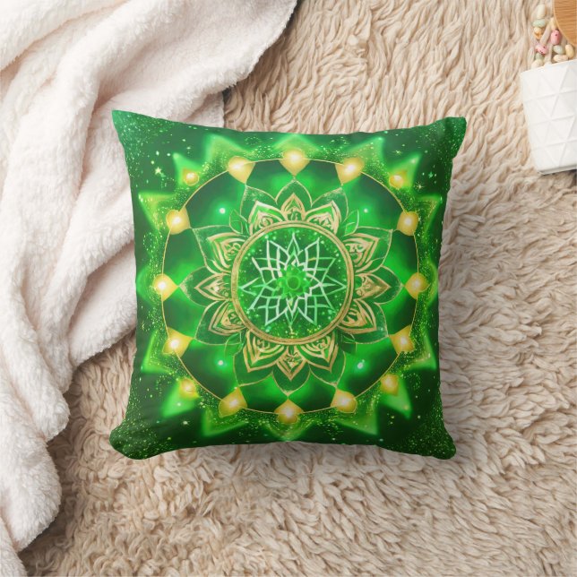 Heart Chakra Green Mandala Pillow (Blanket)