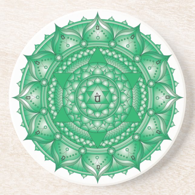 Heart Chakra Light Mandala Coaster (Front)