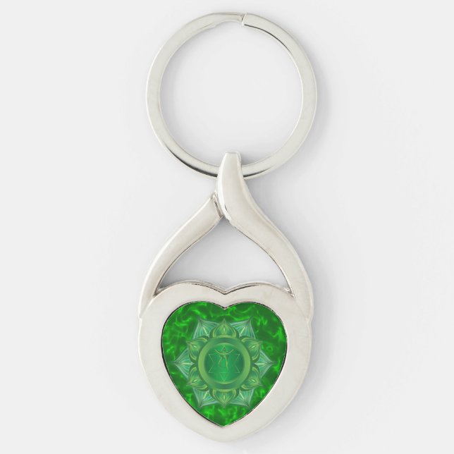 Heart Chakra Twisted Heart Metal Keychain (Front)