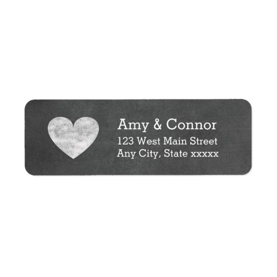 Heart Chalkboard Wedding Return Address Labels