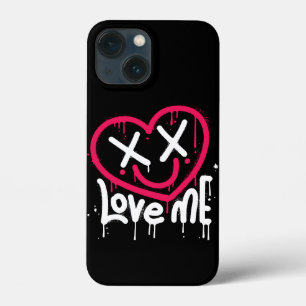 heart character with dead eyes and smile sprayed iPhone 13 mini case