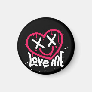 heart character with dead eyes and smile sprayed magnet