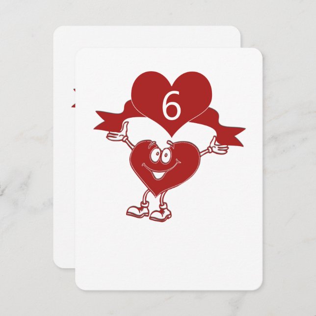 Heart character with table numbers (Front/Back)
