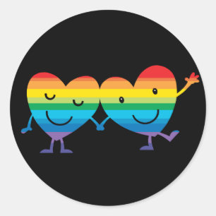 Heart characters classic round sticker