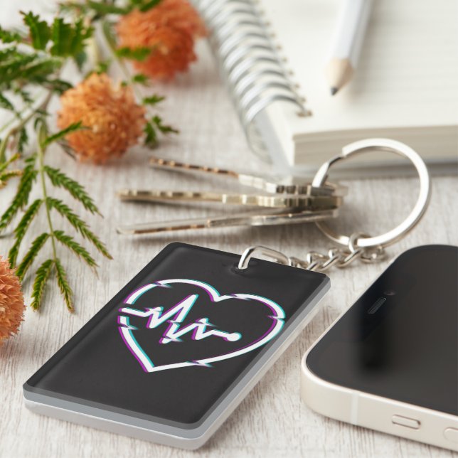 Heart Check Acrylic Keychain (Front Right)