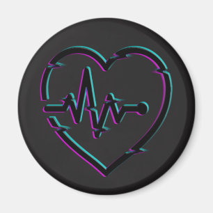 Heart Check Circle Magnet