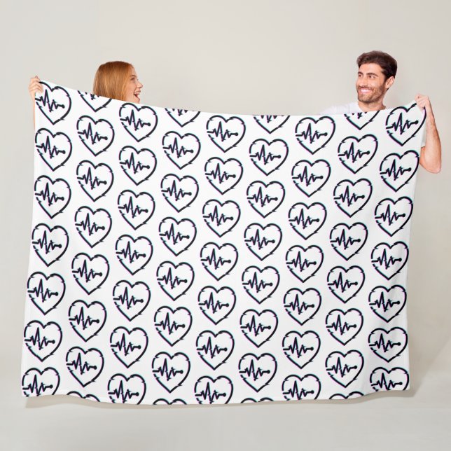 Heart Check Fleece Blanket, All Sizes Blanket (In Situ)