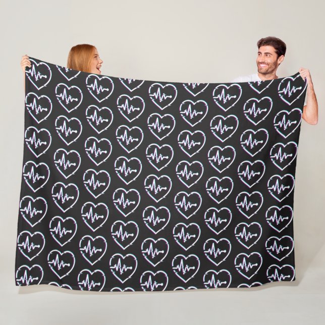 Heart Check Fleece Blanket, All Sizes Blanket (In Situ)