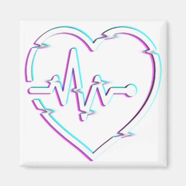 Heart Check Square Magnet (Front)