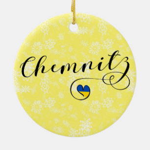 Heart Chemnitz, I Love Chemnitz, Germany Ceramic Ornament
