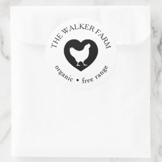Heart Chicken Farm Fresh Eggs  Classic Round Sticker