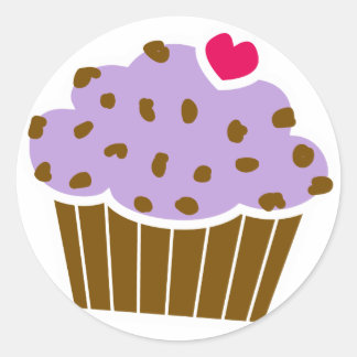 Heart Choco Chip Blueberry Cupcake Classic Round Sticker