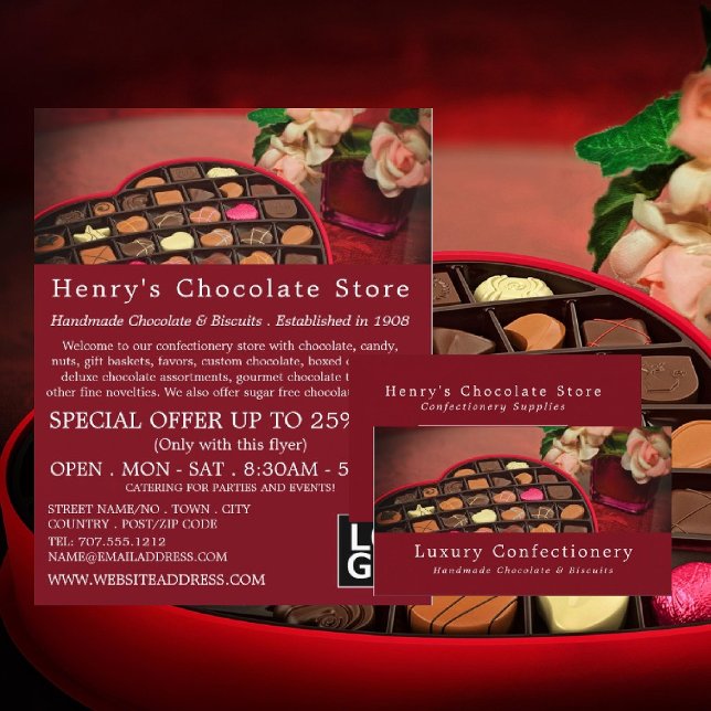 Heart Chocolate Box, Confectionery Supplies Business Card (Creator Uploaded)