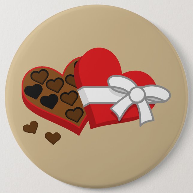 Heart Chocolate Gift Box - Valentine's Day 6 Inch Round Button (Front)