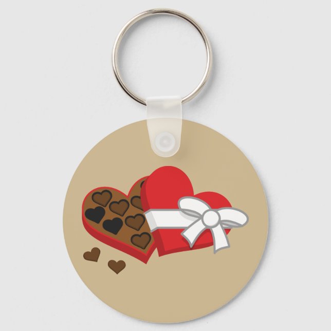 Heart Chocolate Gift Box - Valentine's Day Keychain (Front)