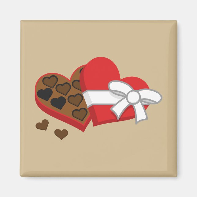 Heart Chocolate Gift Box - Valentine's Day Magnet (Front)