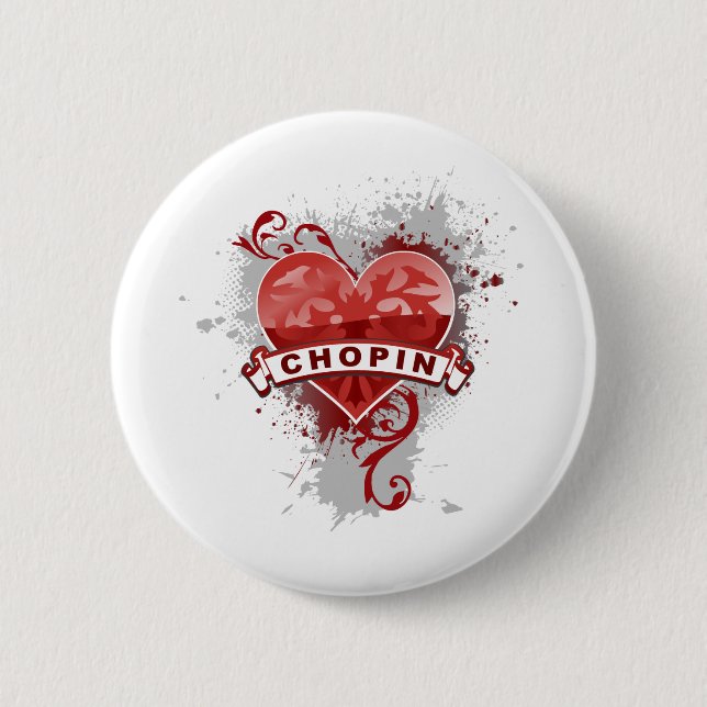 Heart Chopin 2 Inch Round Button (Front)