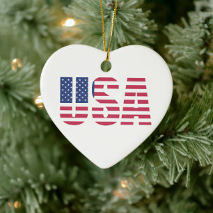 Heart Christmas Ornament - Patriotic American 