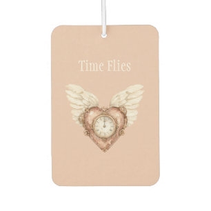 Heart Clock White Wings Time Flies Air Freshener